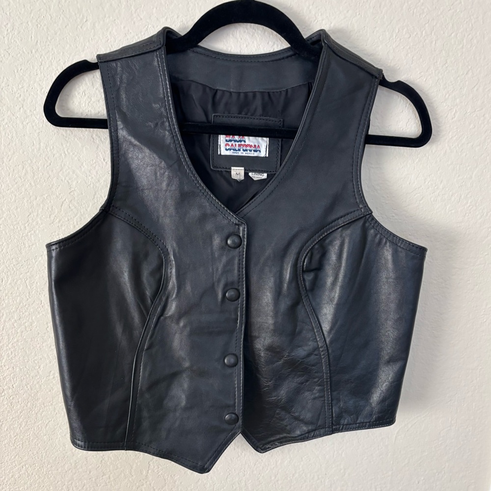 Vintage Black Leather Vest